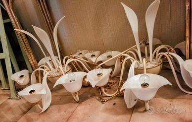 coppia di lampadari in vetro di murano