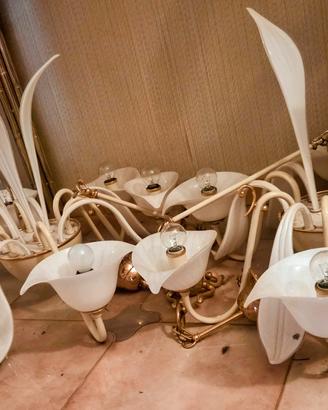 coppia di lampadari in vetro di murano