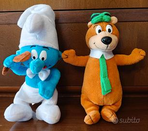 Lotto misto vintage rari Peluche I Puffi e Yoghi