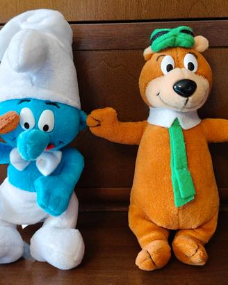 Lotto misto vintage rari Peluche I Puffi e Yoghi
