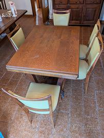 Tavolo allungabile vintage anni '60 + 5 sedie Mid-