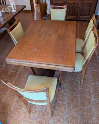 Tavolo allungabile vintage anni '60 + 5 sedie Mid-