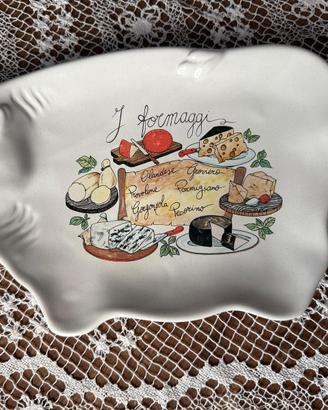 Piatto Formaggi ceramica Vintage Mucca I Formaggi