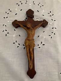 Crocifisso croce antico 800 legno scolpito