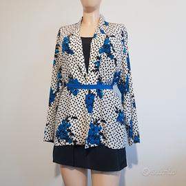 Blusa giacchina vintage 100% seta pois e fiori