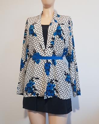 Blusa giacchina vintage 100% seta pois e fiori
