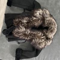 Cappottino shearling nero collo pelliccia volpe