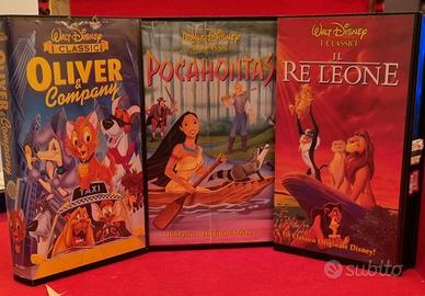 3 vhs Disney:  Pocahontas, Re Leone, Oliver & C.