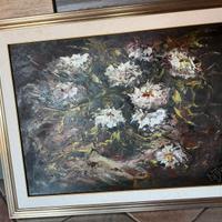 Quadro di fiori dipinto a mano con cornice