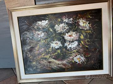 Quadro di fiori dipinto a mano con cornice