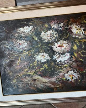 Quadro di fiori dipinto a mano con cornice