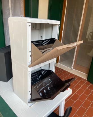 Scarpiera plastica due ripiani 4 scomparti
