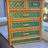 Mobiletto portagioie vintage anni 80 - in rattan