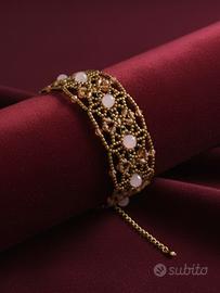 Bracciale Vintage stile 800 pietre Quarzo rosa