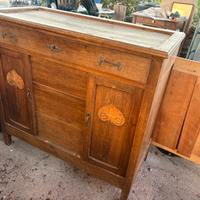 Cassettiera vintage in legno con specchio