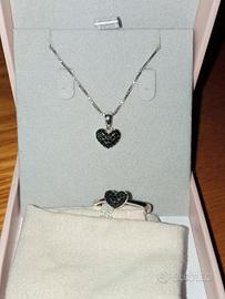 collana e anello arg.925 cuore spinelli neri veri