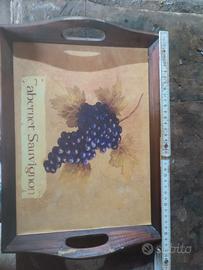 vassoio in legno country  anni 80