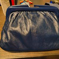 clutch pochette borsa a mano blu navy vintage