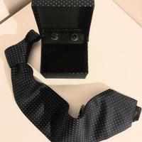 Cravatta in seta + gemelli david-saddle