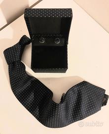 Cravatta in seta + gemelli david-saddle