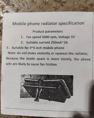 Raffrescatore per gaming smartphone.