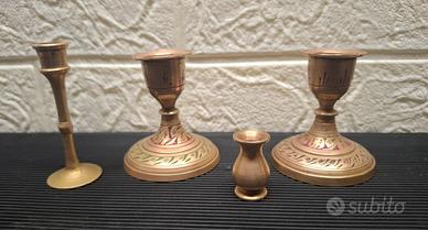 Candelieri e vaso in ottone