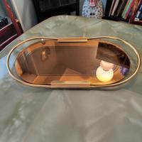 vassoio ottone e vetro bordo specchio oro anni 70 