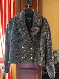 Giacca Zara nera e bianca effetto bouclé - tg M