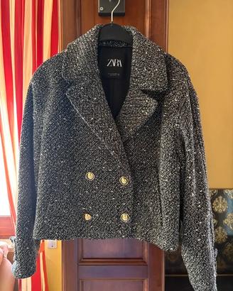 Giacca Zara nera e bianca effetto bouclé - tg M