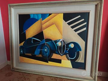 Dipinto futurista olio su tela 100*80 arte moderna