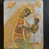 Icona russa dipinta a mano e in argento