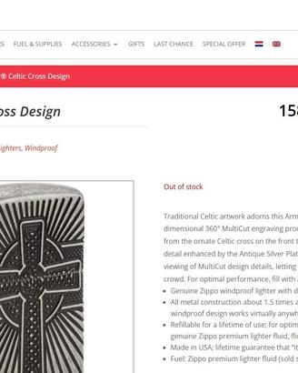 accendino Zippo Argento Anticato Croce Celtica