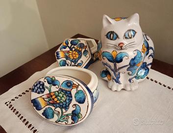 Scatoline e micino in MAIOLICA INNOCENTI 