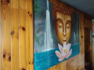Dipinto originale di Buddha su tela .