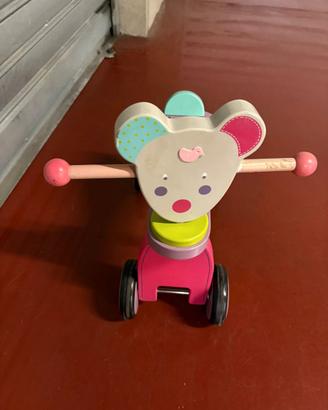 Bicicletta in legno con 4 rotelle