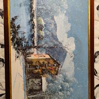 Olio su tela - paesaggio invernale 