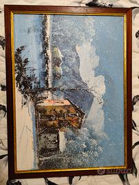 Olio su tela - paesaggio invernale 