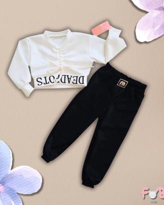 Tuta Fashion Bambina Felpa Corta e Pantalone