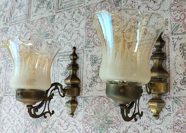 Applique vintage da parete (n.2) in ottone antico