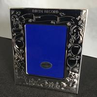 Portafoto Birth Record ,silverplate,nuovo scatola