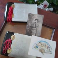 2Album foto vintage Vietnam lacca nera oro argent