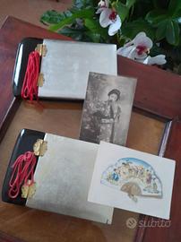 2Album foto vintage Vietnam lacca nera oro argent