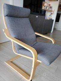 Poltrona Ikea Poäng fodera grigio scuro 