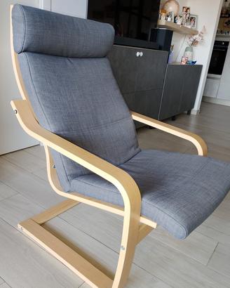 Poltrona Ikea Poäng fodera grigio scuro 