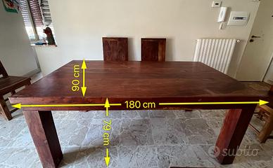 Tavolo in legno massello, stile Etnico