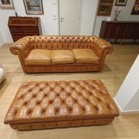 divano + pouf CHESTERFIELD - 3+3 posti -VERA PELLE