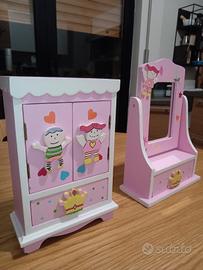 2 scatole portagioie con specchio orientabile 