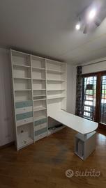 Libreria con scrivania ad angolo componibile