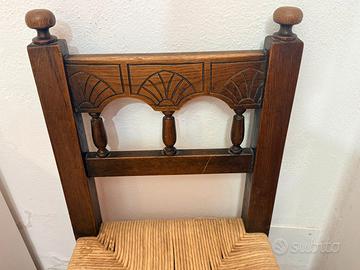 Set 6 sedie rustiche legno massello impagliate
