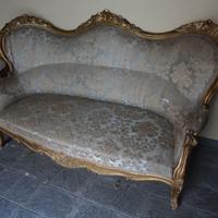 Divano Luigi Filippo in foglia d'oro